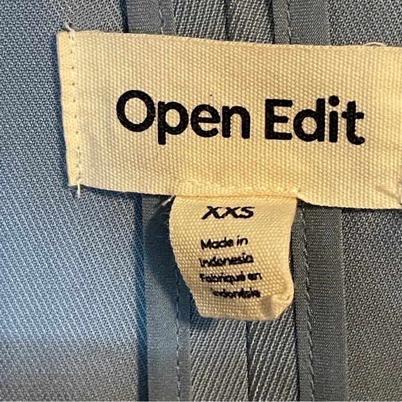 OPEN EDIT Unstructured Blazer in Blue Chambray Size XXS - Picture 5 of 7